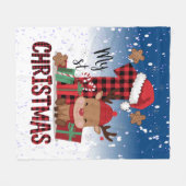 1stクリスマスサンタハットホワイトスノーベビートナカイ フリースブランケット (正面(横))