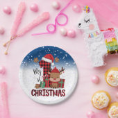 1stクリスマスサンタハットホワイトスノーベビートナカイ ペーパープレート (パーティー)