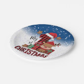 1stクリスマスサンタハットホワイトスノーベビートナカイ ペーパープレート (アングル)