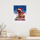 1stクリスマスサンタハットホワイトスノーベビートナカイ ポスター (キッチン)