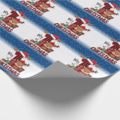 1stクリスマスサンタハットホワイトスノーベビートナカイ ラッピングペーパー (角)