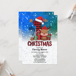 1stクリスマスサンタハットホワイトスノーベビートナカイ 招待状