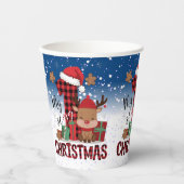 1stクリスマスサンタハットホワイトスノーベビートナカイ 紙コップ (正面)