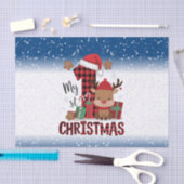 1stクリスマスサンタハットホワイトスノーベビートナカイ 薄葉紙 (クラフト)