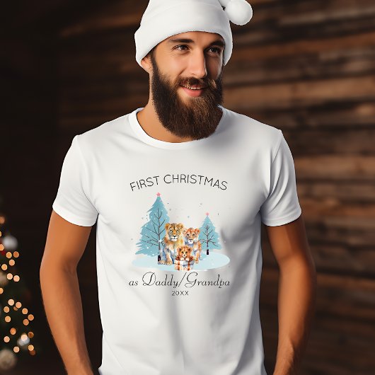 1stクリスマスダディグランドパウォーター色ライオン tシャツ