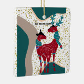1stクリスマスディアカップル熊金ゴールドハイルBoho Art セラミックオーナメント (右)