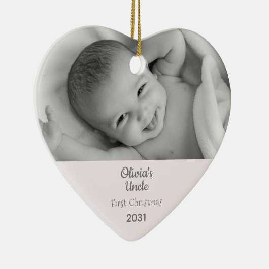 1stクリスマスフォトパーソナライズされたハート セラミックオーナメント (右)