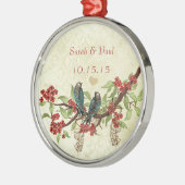 1stクリスマスレッド開花ヴィンテージラブバード メタルオーナメント (左)