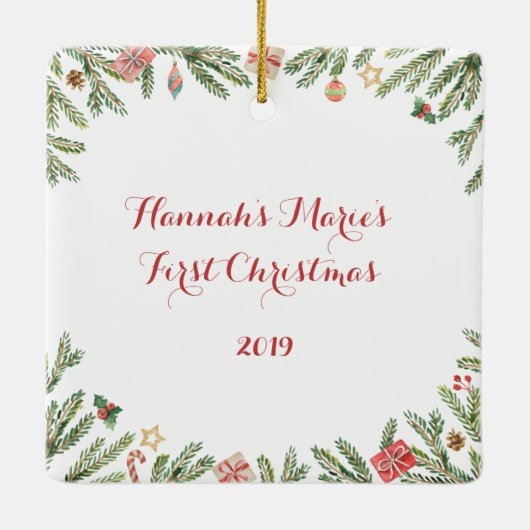 1stクリスマス – 夜静かの写真 セラミックオーナメント (裏面)