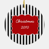 1stクリスマス/木と木々の写真ストライプ(英語) セラミックオーナメント (裏面)