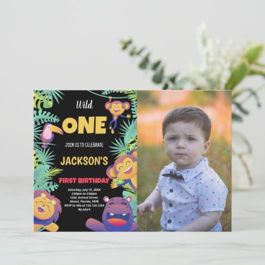 1stグリーンサファリ誕生日招待状（写真あり） 招待状 (スタンド正面)