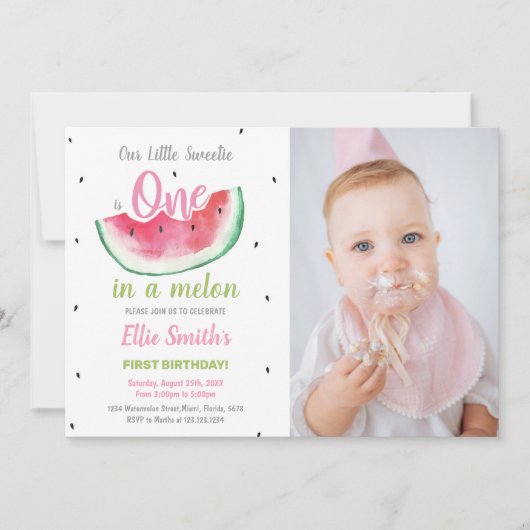 1stスイカ誕生日招待状(写真あり) 招待状 (正面)