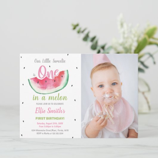 1stスイカ誕生日招待状(写真あり) 招待状 (スタンド正面)