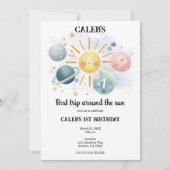 1stトリップザのまわりにサンパステルウォーターカラー1パーティー 招待状 (正面)