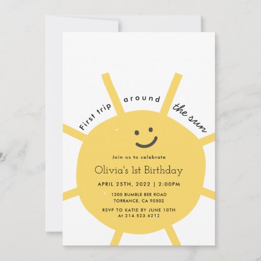 1stトリップザのまわりにサンファースト誕生日招待状 招待状 (正面)