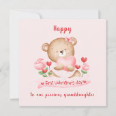 1stバレンタインの女の子ピンクのバレンタインデーカード カード (正面)