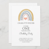 1stバースデーウォーターカラーレインボー招待状 招待状 (正面/裏面)