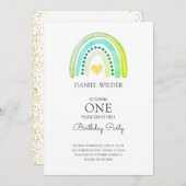 1stバースデーウォーターカラーレインボー招待状 招待状 (正面/裏面)