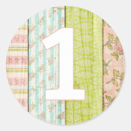 1stバースデーガールシャビーシックバラコテージフローラ ラウンドシール