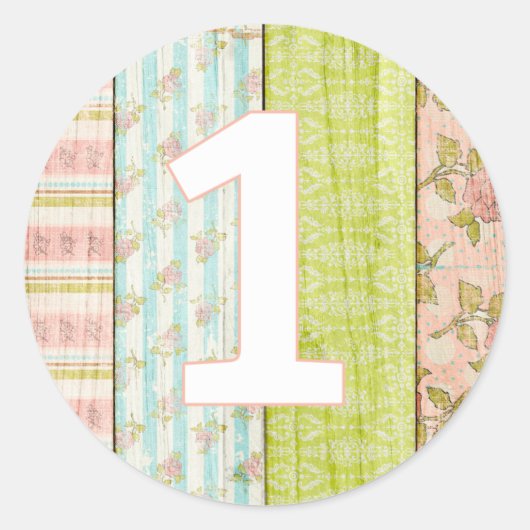 1stバースデーガールシャビーシックバラコテージフローラ ラウンドシール (正面)