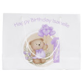 1stバースデーガールパープルネーム抱き枕 ラージペーパーバッグ (裏面)