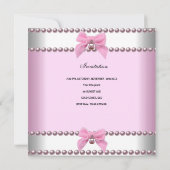 1stバースデーガールピンクホワイトパール写真最初の2 招待状 (裏面)