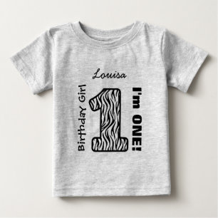 1stバースデーガールZEBRA 1年カスタムV03I ベビーTシャツ