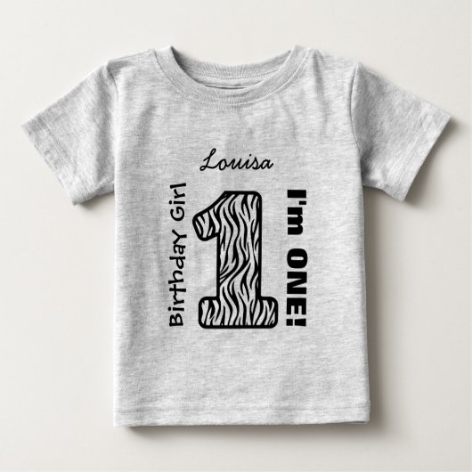 1stバースデーガールZEBRA 1年カスタムV03I ベビーTシャツ (正面)