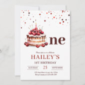 1stバースデーケーキ招待状、ガールール1st誕生日 招待状 (正面)