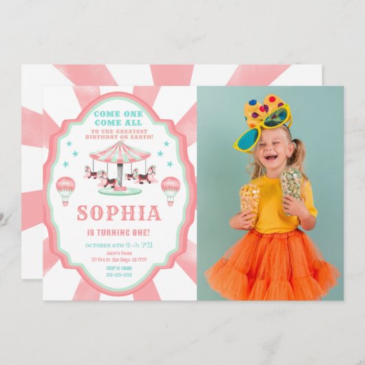 1stバースデーサーカスフォト招待状 招待状 (正面/裏面)