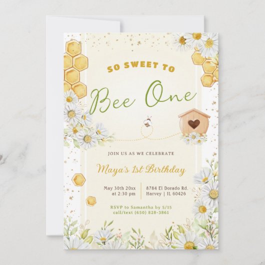 1stバースデースイートトゥビーワン(昆虫)マルハナバチガールパーティー 招待状 (正面)