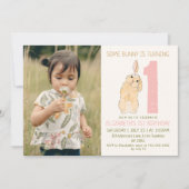 1stバースデーバニーデイジー写真 招待状 (正面)