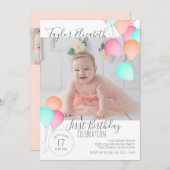 1stバースデーバルーンブライトカラフルフェスティバル 招待状 (正面/裏面)