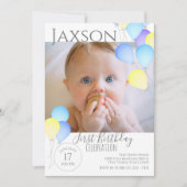1stバースデーバルーンブライトカラフルフェスティバル 招待状 (正面)