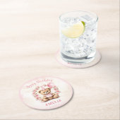 1stバースデーベアーピンクローゼスラウンド紙コースター ラウンドペーパーコースター (インサイチュ)