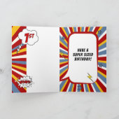 1stバースデーボーイスーパーヒーロー漫画テーマ カード (内部)