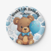 1stバースデーボーイ名前をカスタムする ペーパープレート (正面)