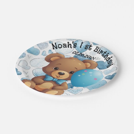 1stバースデーボーイ名前をカスタムする ペーパープレート (アングル)