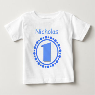 1stバースデーボーイ1年ビッグナンバー名V101 ベビーTシャツ