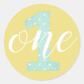 1stバースデーミント&イエロー水玉模様ワン ラウンドシール (正面)