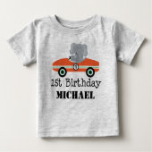 1stバースデーレースパーソナライズされたカーTシャツ ベビーTシャツ (正面)