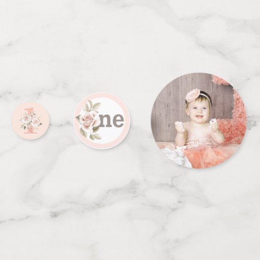 1stバースデー素朴ウッドシャビーシックバラフローラ コンフェッティ (正面)