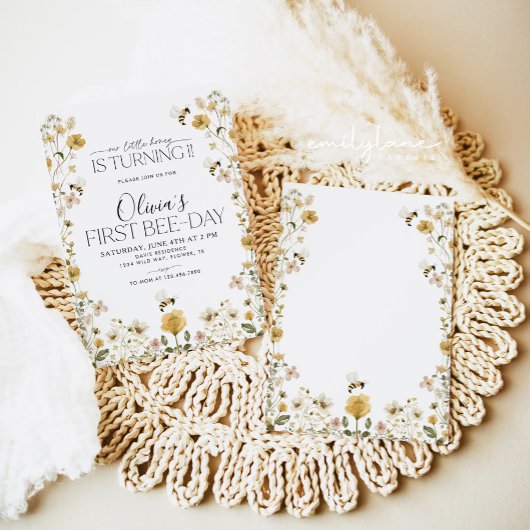 1stビーデイのまわりにガールズ誕生日フローラ 招待状