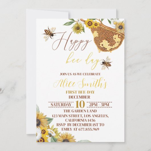 1stビーデイ誕生日招待状のまわりに 招待状 (正面)