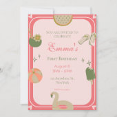 1stプールパーティー誕生日招待状写真。 招待状 (正面)