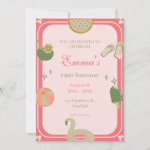 1stプールパーティー誕生日招待状写真。