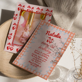 1stベリーハンドドロッドストロベリーフォト誕生日 招待状