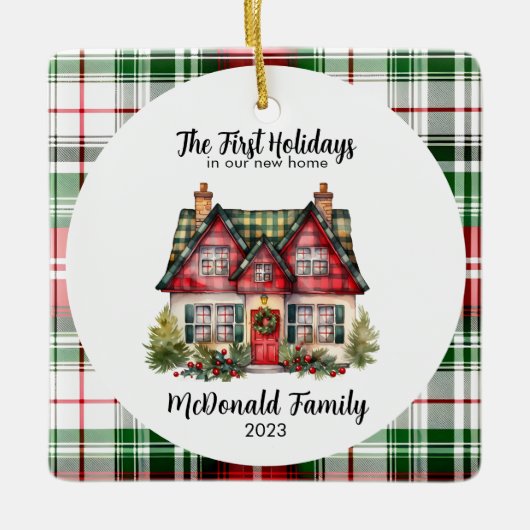 1stホリデーインニューホーム引っ越し祝いパーティーコテージシック セラミックオーナメント (正面)