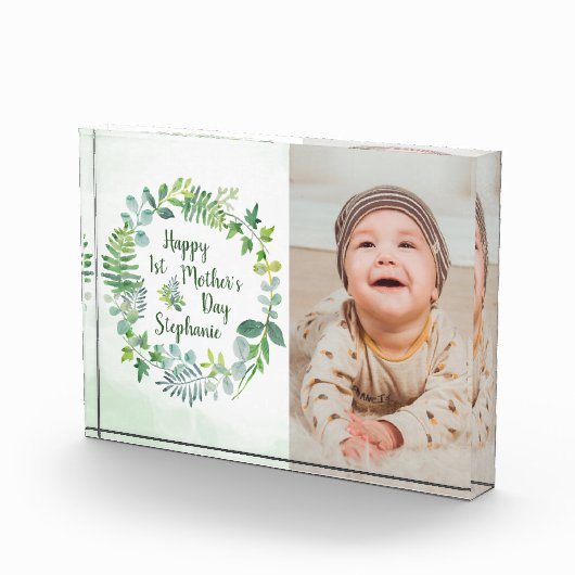 1stマザーズデイグリーンリーリース パーソナライズされた フォトブロック (右)