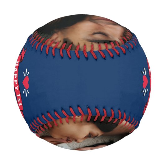 1stモダンファーザーズ日ベビーフォトタイポグラフィブルー 野球ボール (裏面)